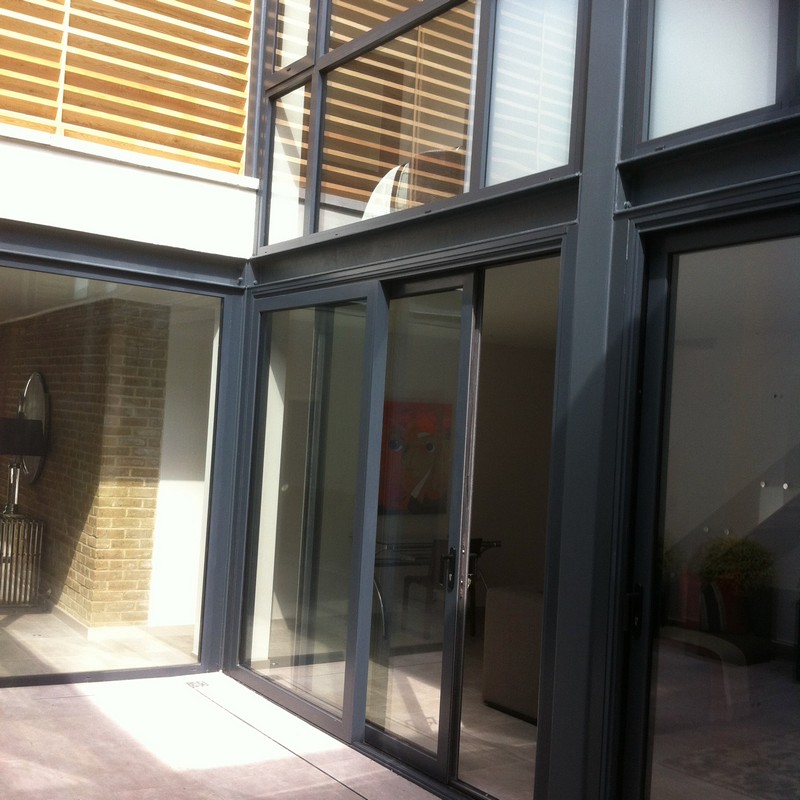Anthracite aluminium sliding patio doors fitted in Harlesden
